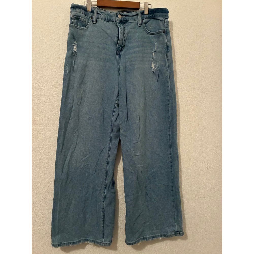 Scoop Women Light Wash Distressed Wide Leg Jeans Size 6 Y2K 90s Vintage Style